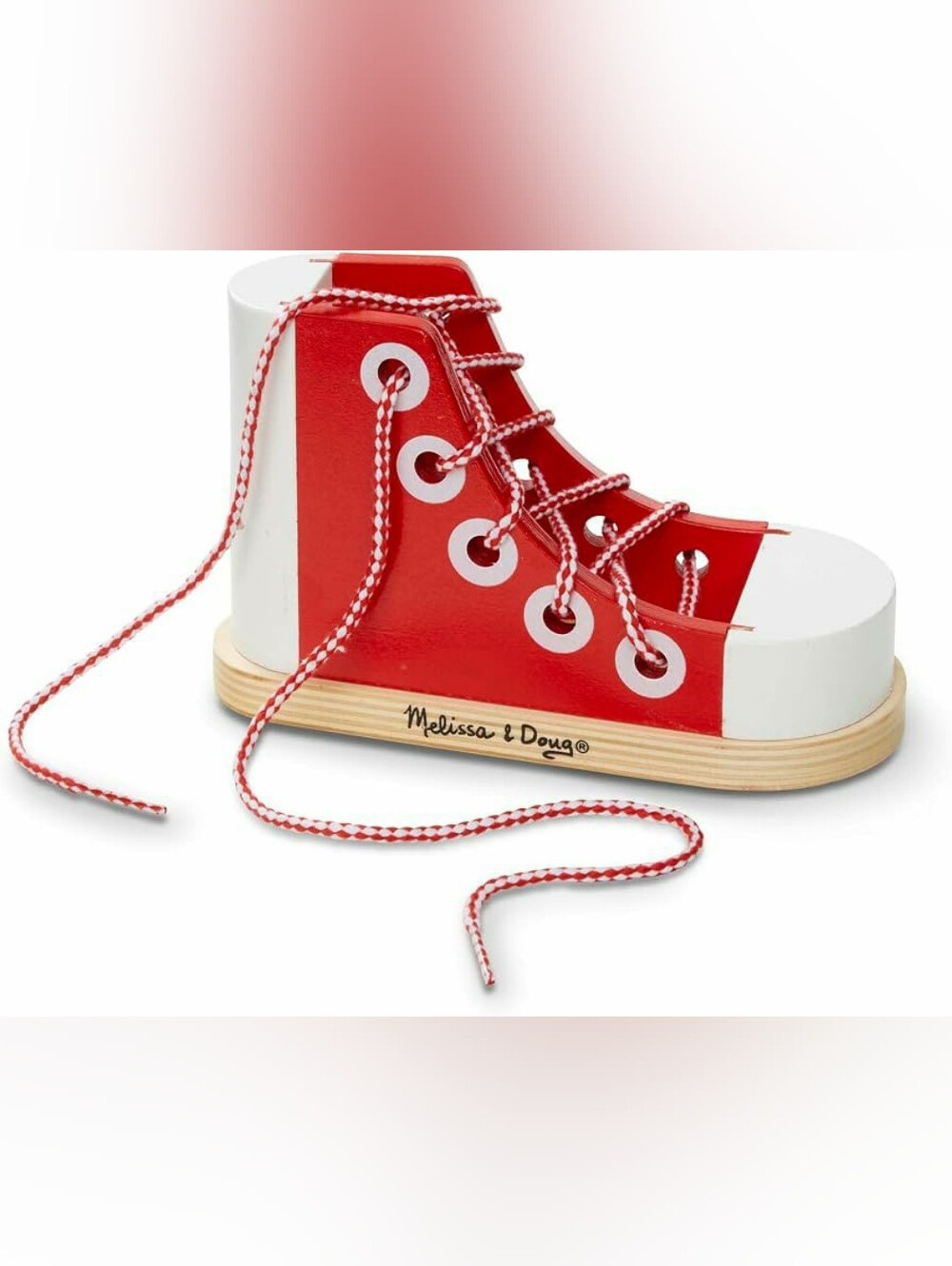 Melissa & Doug Wooden Lacing Shoe Toy